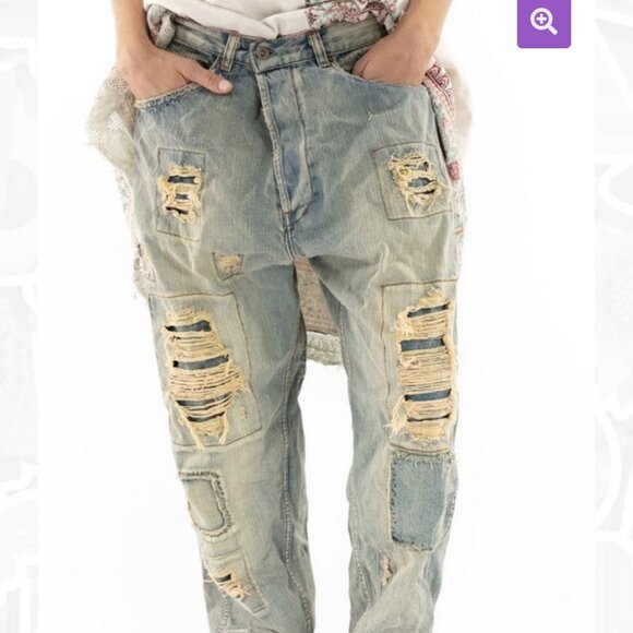 Magnolia Pearl Denim - Magnolia Pearl Miners Denim Pants 213 Rare Distressed Mending Patching Destroyed